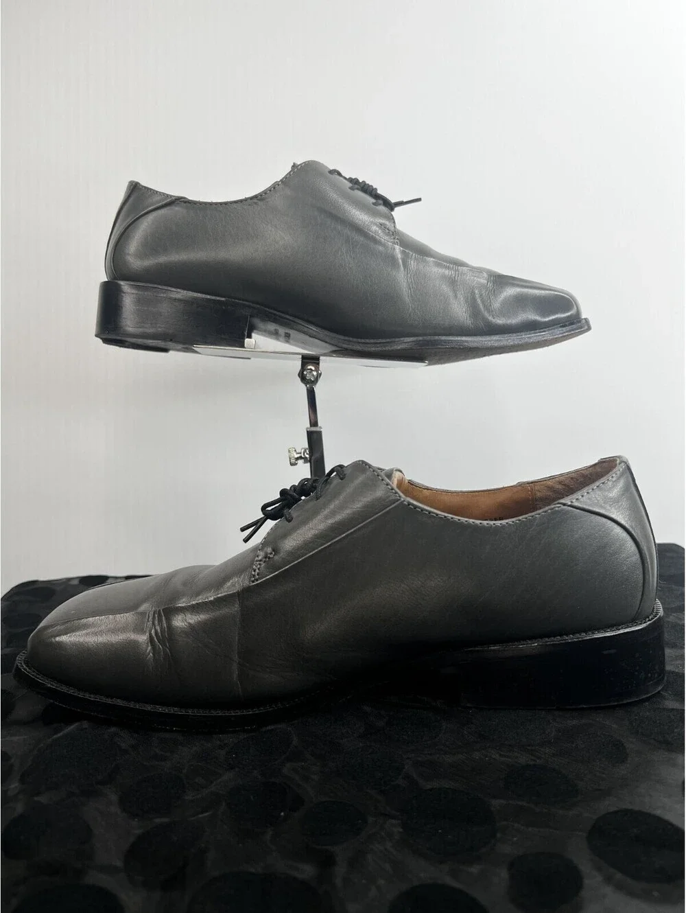 pewter grey dress shoes Stacy Adams Mens 10.5 M Gray Leather Square Toe Lace Up FDS1895